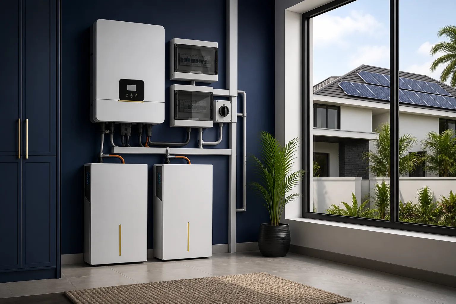 Hybrid inverter, lithium storage and rooftop solar for a home